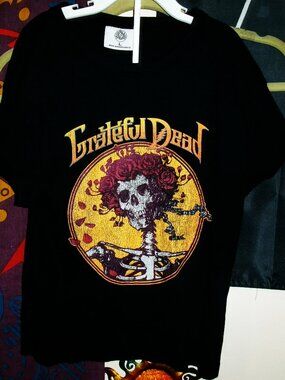 grateful dead mint official skull & roses wood feel youth L girls tee - garcia